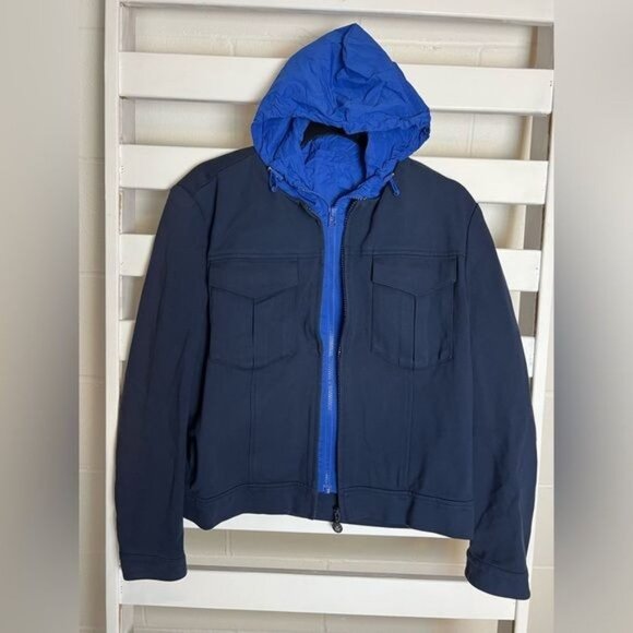 TORY BURCH SPORT Blue Jacket With Detachable Hood Size Small - Picture 7 of 13